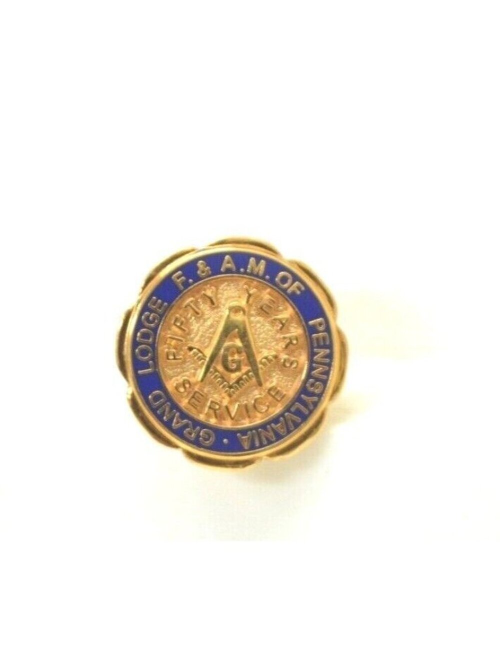 Grand Lodge Pin Badge 50 Years Service Freemasons Gold Tone Enamel Lapel Gear